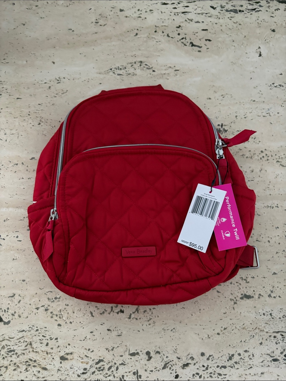 Vera Bradley Small Backpack Performance Twill Cardinal Red